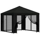 vidaXL Hagepaviljong med sidevegger 3 x 3 m Svart Polyester og stål