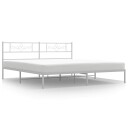 vidaXL Sengeramme i metall med hodegavl hvit 183x213 cm