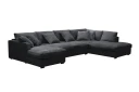 Rossita Lyx 5 seters venstrevendt U formet ekstra dyp sofa med divan og sjeselong i chenille   Svart