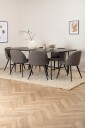 Venture Home   Spisegruppe Uno med 6 Velvet Stitches spisestoler   Svart