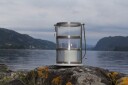 Stormlykt i tinn med glass