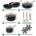 Just Perfecto 13-delers nonstick granittgryter og panner (svart)