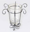 Telysholder i metall og med glass