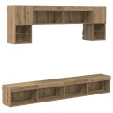  TV veggenheter med LED 6 pcs Artisan Eik Konstruert tre