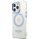 Guess iPhone 13 Pro/13 Hardt Etui med Metal Outline og MagSafe - Blå