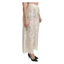 Dolce & Gabbana Cream Lace High Waist Palazzo Cropped Pants Beige M