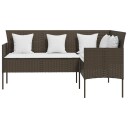 vidaXL Sofa L-formet med puter polyrotting brun