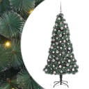  Kunstig Forbelyst Juletre med Kule Sett grønn 180 cm PET