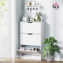 Skoskap med 3 klaffer skohylle skotipp smal skokiste for 9 12 par sko 80 x 17 x 108 cm hvit