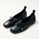 ALOHAS Rosalind Black Leather Ballet Flats - Black - 39
