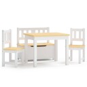 vidaXL 4-delers bord- og stolsett for barn hvit og Beige MDF