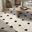Ryetepper   Soria Natural Cotton Shaggy offwhite/svart Størrelse: 240 x 340 cm