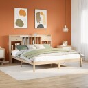  Seng med bokhylle uten madrass 180x200 cm heltre furu 8721158604194