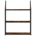  Vegghylle 3 etasjer røkt eik 60x21x78,5 cm konstruert tre 8721012126121