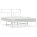vidaXL Sengeramme i metall med hodegavl hvit 140x190 cm