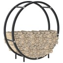 Vedstativ svart 70x20x70 cm stål