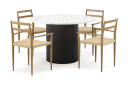 Scandinavian Choice Uppveda Spisebord 120 cm Rund med 4 stk Jamna Karmstkolar Svart/Hvit