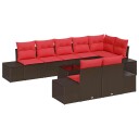 vidaXL Hagesofa Set med lagring Brun og rød Poly rattan