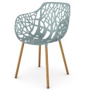 Fast Forest Stol med armlener Iroko/Light Blue