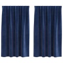  Gardiner med gardiner 2 pcs Mørkblå 140 x 140 cm Fløyel