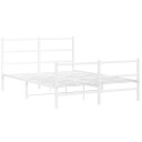 vidaXL Sengeramme i metall med hode- og fotgavl hvit 135x190 cm 8721012303287