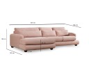 Relento Sofa med Sjeselong 3 seter   Rosa