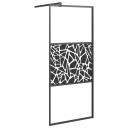vidaXL Dusjvegg 90x195 cm ESG-GLASS MED STEUNDESIGN SVART