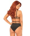 Leg Avenue Lurex Opaque Cage Strap Bh Truse S/m