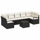 vidaXL Sofa sett 8 stk. 7-Antall seter Svart og krem polyrotting