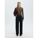 Selected Slwvendy Ls Knit Wool O Neck Noos   Brown   M