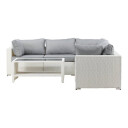 Venture Design Amazon sofagruppe Hvit med grå pute 3 hjørne, 2 midt & bord 110x60 cm Hvit