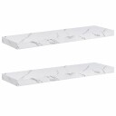  Vegghylle 2 pcs Hvit marmor 80 x 23,5 x 4 cm Konstruert tre