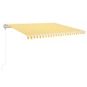 vidaXL Automatisk markise med vindsensor og LED 450x350 cm gul/hvit