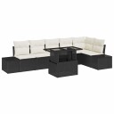 vidaXL Hagesofa Set 7 stk. Svart og krem polyrotting