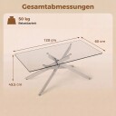 Rektangulært glass salongbord – 120x60 cm sølvfarget