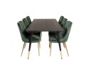 Venture Home Dipp Spisegruppe 180 cm Rektangulær med 6 Velvet Stoler   Sort/Guld