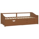 vidaXL Sengeramme 3 seter med skuffer heltre furu 90x200 cm honningbrun