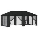  Paviljong med sidevegger 6 x 3 m Svart Polyester og stål 190