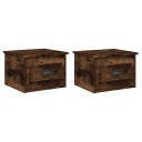 vidaXL Veggmonterte nattbord 2 stk røkt eik 41,5x36x28 cm