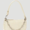 By Far Mini Rachel Croco Leather Shoulder Bag   White   ONE SIZE