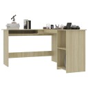 vidaXL L-formet hjørneskrivebord sonoma eik 120x140x75 cm sponplate