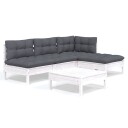  Hagesofagruppe med puter 5 deler furu hvit 3096305