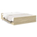  Sengeramme med skuffer sonoma eik 140x200 cm konstruert tre 8721102619489
