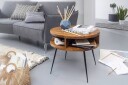 Irias Sofabord 60 cm med Oppbevaring Hylle Rundt - Massivt Tre/Svart