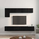  TV benksett Veggmontert 5 pcs Svart Eik