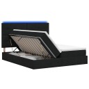 vidaXL LED lagringseng med madrass Svart 200 x 200 cm Stoff