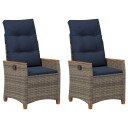  Recliner Hage Stol 2 pcs Grå og marineblå 64 x 57,5 x 112 cm