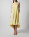 By Malina Kjole Sabrina Halterneck Ruffled Midi Dress Gul