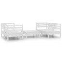 vidaXL Hagesofagruppe 5 deler hvit heltre furu