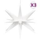 vidaXL Herrnhuter stjernelys med LED 3 stk sammenleggbar hvit 43 cm